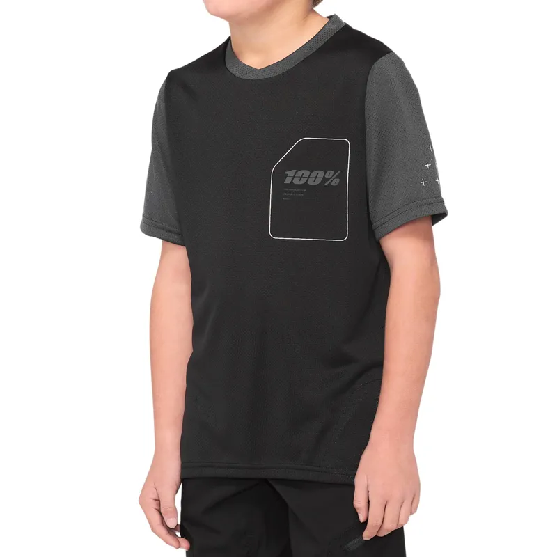 100 Percent Ridecamp Youth Short Sleeve Jersey - Black/Charcoal 5 100 Percent Ridecamp Youth Short Sleeve Jersey - Black/Charcoal - Image 3