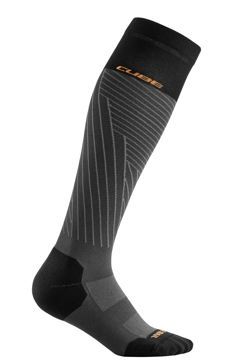 Cube Extra High Cut Socks - Grey/Orange 3 Cube Extra High Cut Socks - Grey/Orange