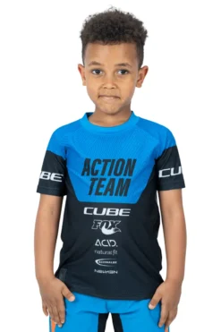 Cube Junior X Action Team Short Sleeve Jersey - Black/Blue -Sportful Shop 11146 2