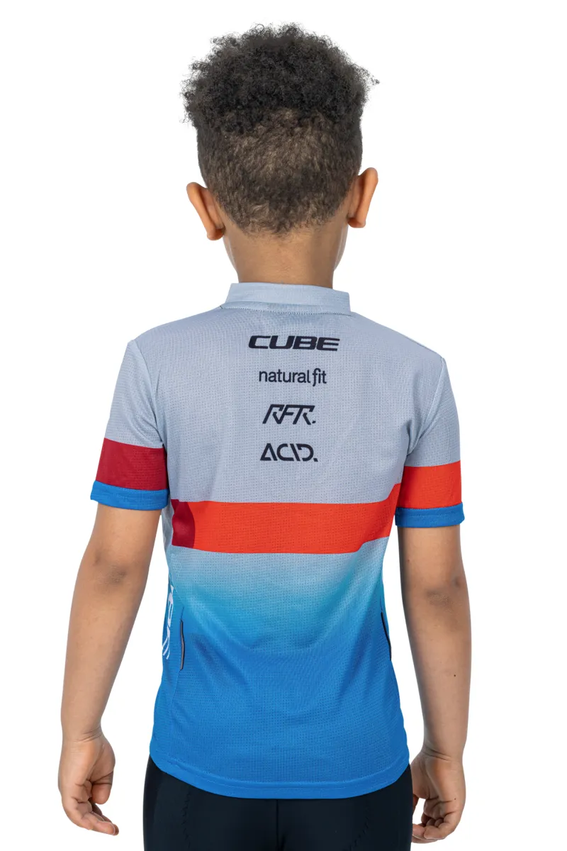 Cube Junior Teamline Short Sleeve Jersey - Blue/Red/Grey 4 Cube Junior Teamline Short Sleeve Jersey - Blue/Red/Grey - Image 2