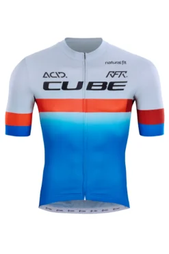 Cube Teamline Short Sleeve Jersey - Blue/Red/Grey -Sportful Shop 11493 1