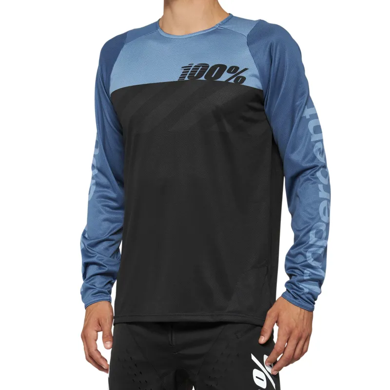 100 Percent R-Core Men's Long Sleeve Jersey - Black/Slate Blue 4 100 Percent R-Core Men's Long Sleeve Jersey - Black/Slate Blue - Image 2