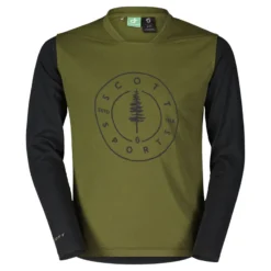 Scott Trail Flow 10 DRI Junior Long Sleeve Jersey - Fir Green/Black -Sportful Shop 4039617386 1