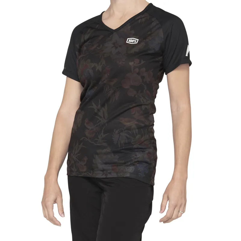 100 Percent Airmatic Womens Short Sleeve Jersey - Black Floral 5 100 Percent Airmatic Womens Short Sleeve Jersey - Black Floral - Image 3