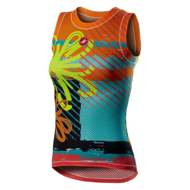 Castelli Pro Mesh Womens Sleeveless Base Layer - Yellow Fluo Flower 5 Castelli Pro Mesh Womens Sleeveless Base Layer - Yellow Fluo Flower - Image 3