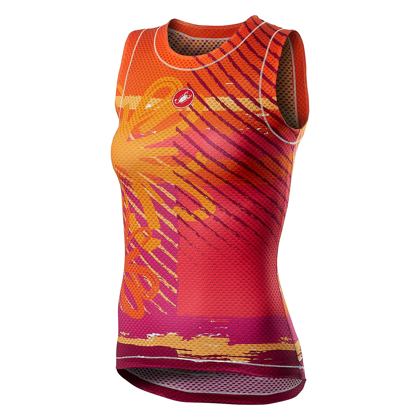 Castelli Pro Mesh Womens Sleeveless Base Layer - Yellow Fluo Flower 4 Castelli Pro Mesh Womens Sleeveless Base Layer - Yellow Fluo Flower - Image 2