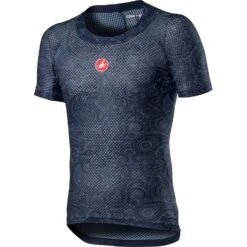 Castelli Pro Mesh Mens Short Sleeve Base Layer Bark - Green/Fiery Red -Sportful Shop CS21022DarkSteelBlue 1