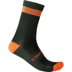 Castelli Alpha 18 Men's Socks - Military Green/Fiery Red -Sportful Shop CS21553GRNRED
