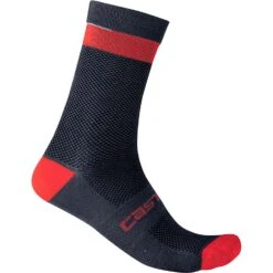 Castelli Alpha 18 Men's Socks - Military Green/Fiery Red -Sportful Shop CS21553SavileBLURED 1