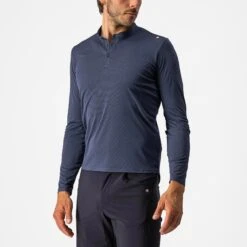 Castelli Tech 2 Henley Men's Long Sleeve Technical T-Shirt - Steel Blue -Sportful Shop CS220764141 1
