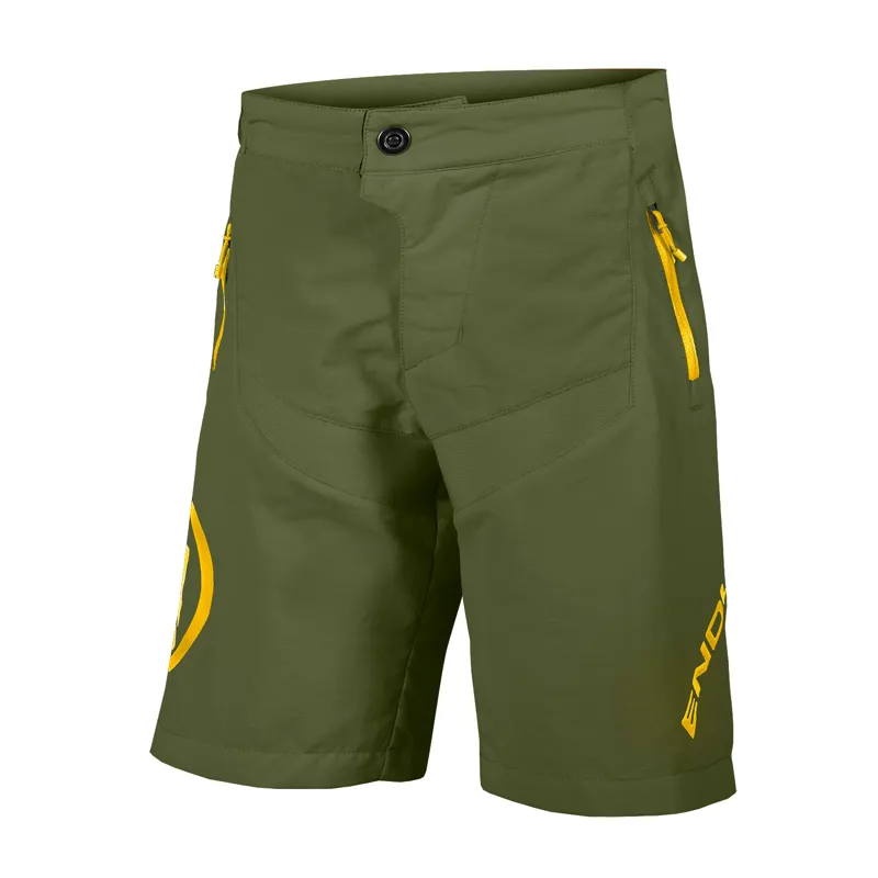 Endura MT500JR Kid's Baggy Shorts With Liner - Olive Green 4 Endura MT500JR Kid's Baggy Shorts With Liner - Olive Green - Image 2