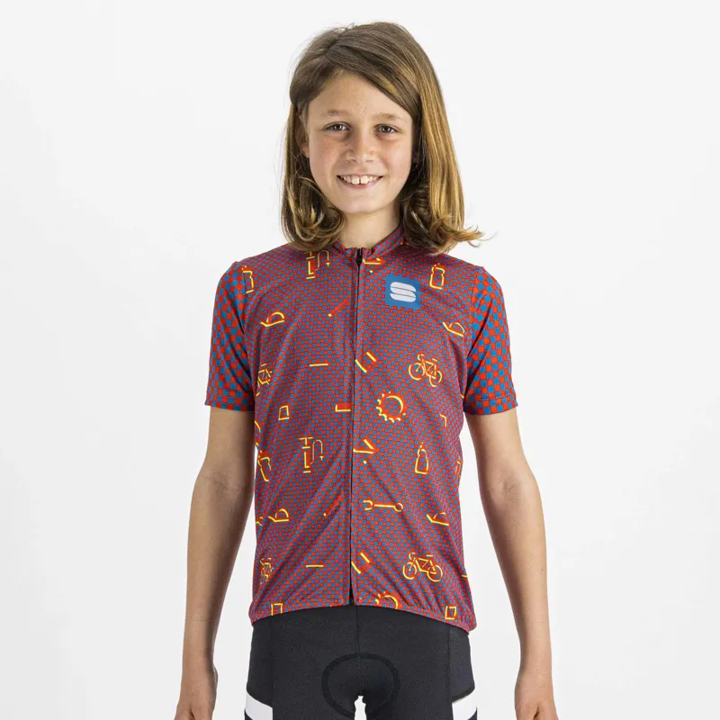 Sportful Checkmate Boy's Short Sleeve Jersey - Black/White/Cedar 4 Sportful Checkmate Boy's Short Sleeve Jersey - Black/White/Cedar - Image 2