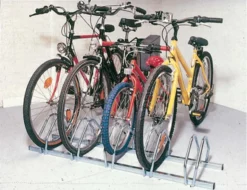 Mottez Floor Mount Storage Rack - Silver - 5 Bike