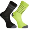 Madison Sportive Mid Socks Twin Pack - Black/Lime Punch -Sportful Shop mcl22s301